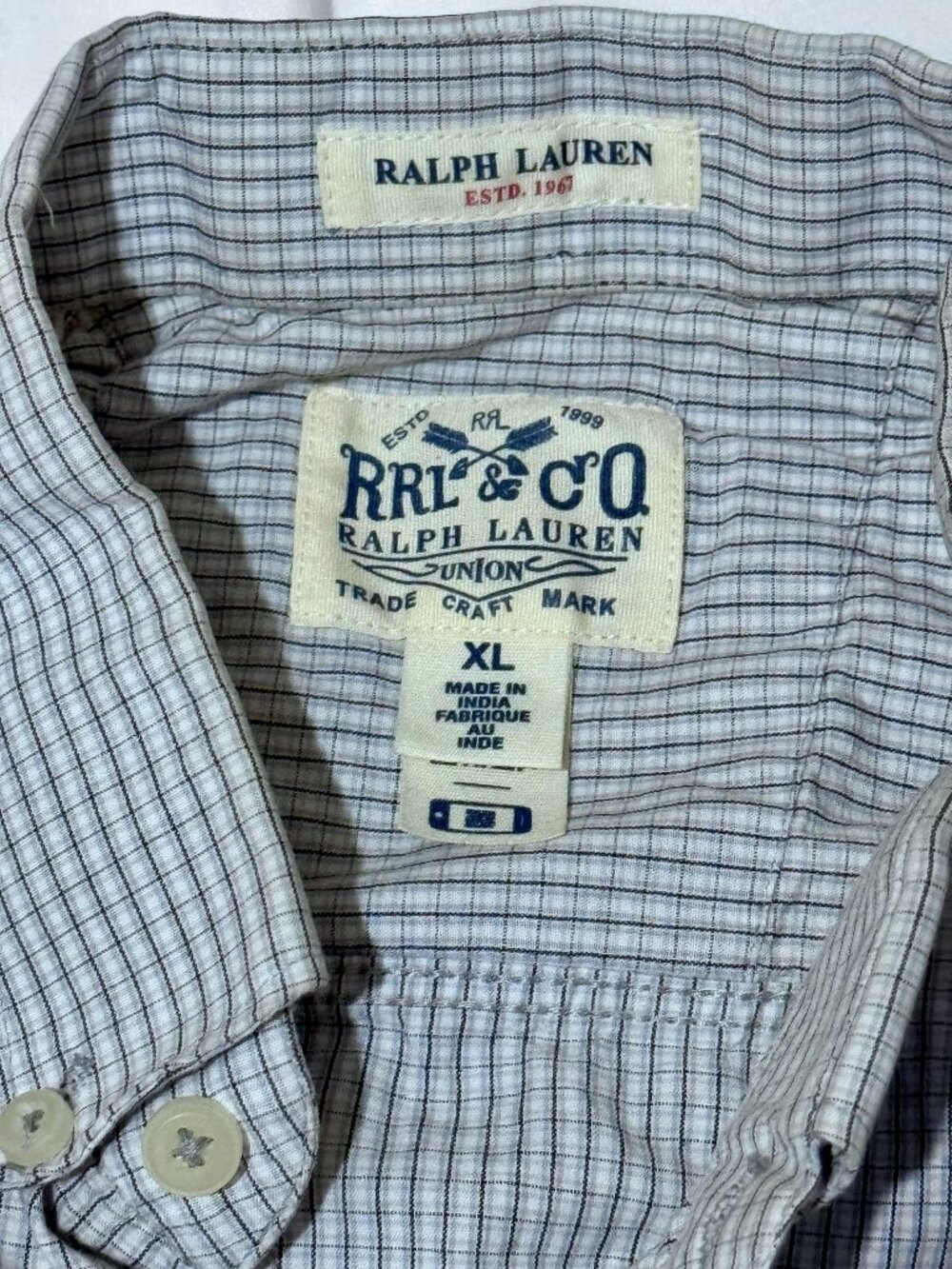 RRL & Co. Ralph Lauren Striped Button-Up Long-Sleeve Shirt Blue White - XL